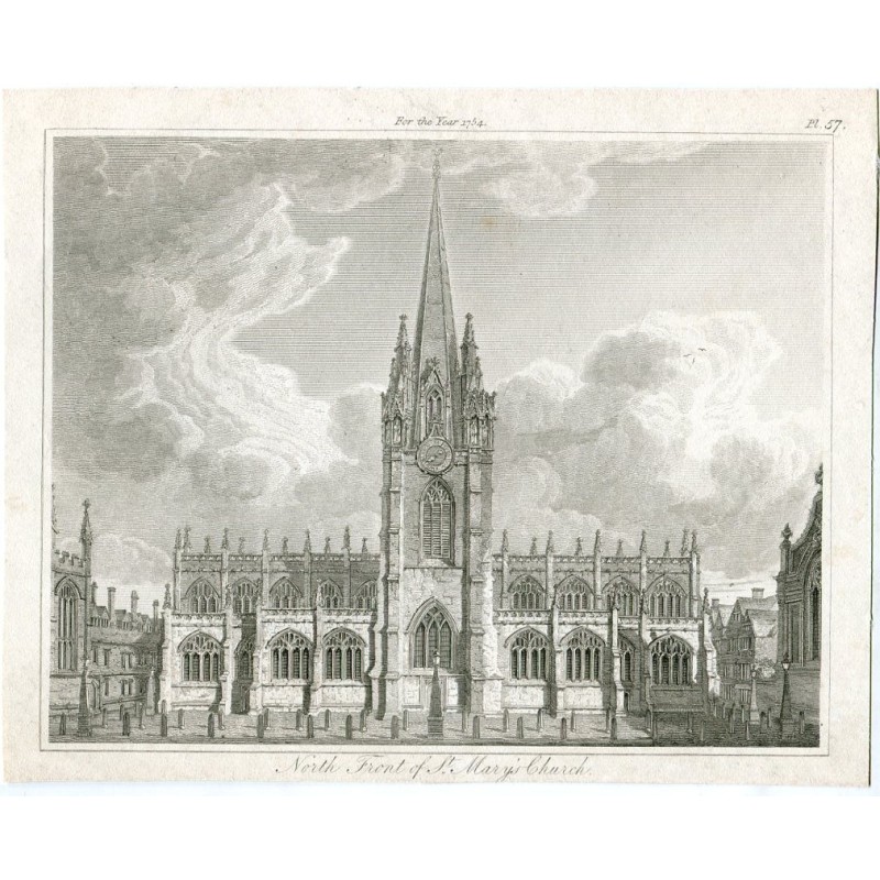 Facciata nord della chiesa di St. Mary incisa per l'anno 1754