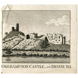 Château d'Okehampton dans le Devonshire, gravure du XVIIIe siècle