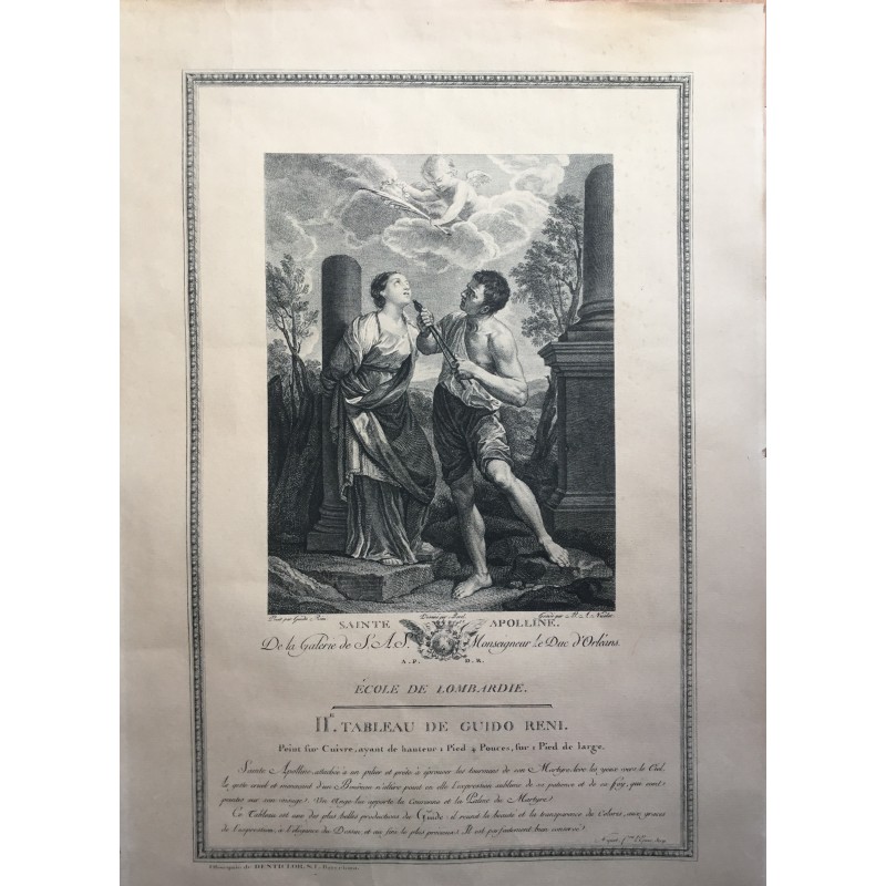 Saint Apollonia, plate from an engraving by BA Nicolet based on a work by Guido Reni, a gift from Denticlor