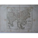 Mapa antiguo de Indostán, China, Tartaria. Roberto de Vaugondy (1806)