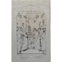 Lo Sposalizio della Vergine e San Giuseppe - incisione del XIX secolo