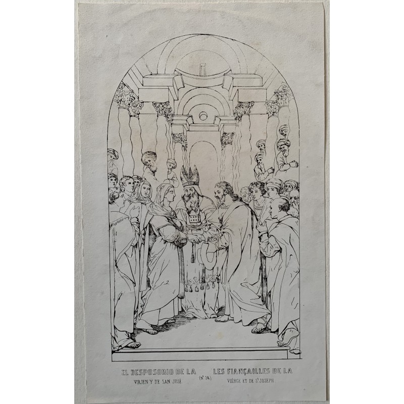 Lo Sposalizio della Vergine e San Giuseppe - incisione del XIX secolo