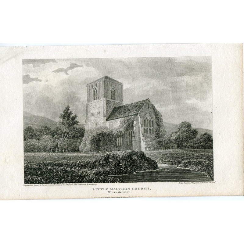 Little Malver Church in Worcestershire, graviert von Steward&Burnett