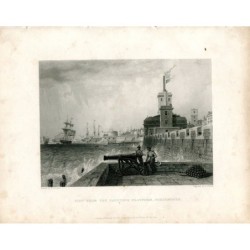 Vista dalla piattaforma di saluto, Portsmouth, disegnata da E. Finden, disegnata da EW Cooke