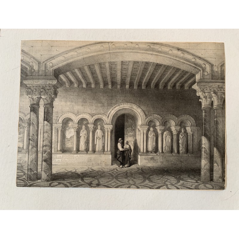 Monastero di Benevivere (Palencia, Spagna) - Litografia di Jean Charles Léon Danjoy (1806 - 1862)