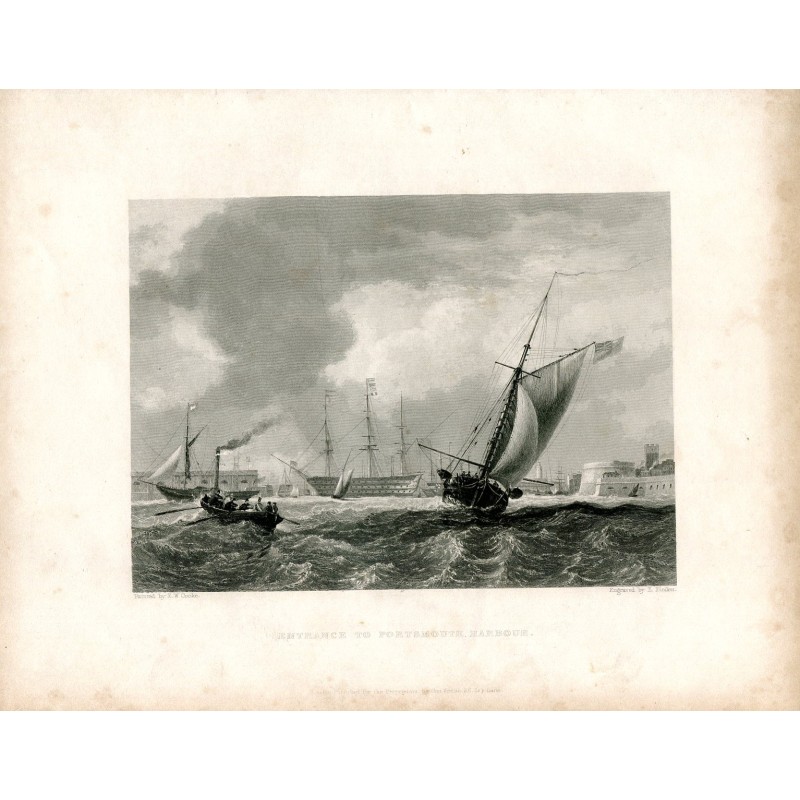 Entrée du port de Portsmouth, gravée par E. Finde d'après un dessin de F.W. Cooke