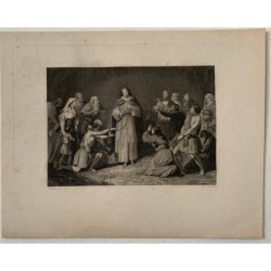 Religiöse Szene. Gezeichnet von Eusebio Zarza (Madrid 1856–1881). Kupferstich von J. Amills