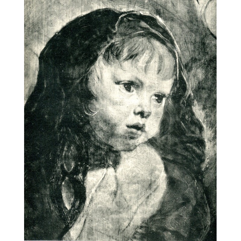 Fotogravurdetail des Porträts von Helene Fourment mit ihren Kindern von Rubens.