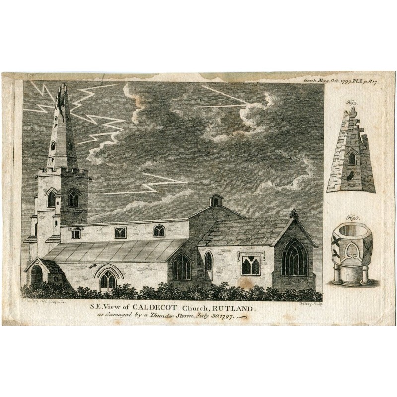 Vista SE della chiesa di Caldecot, Tutland, incisa da J. Cavy da un disegno di J. Jailby