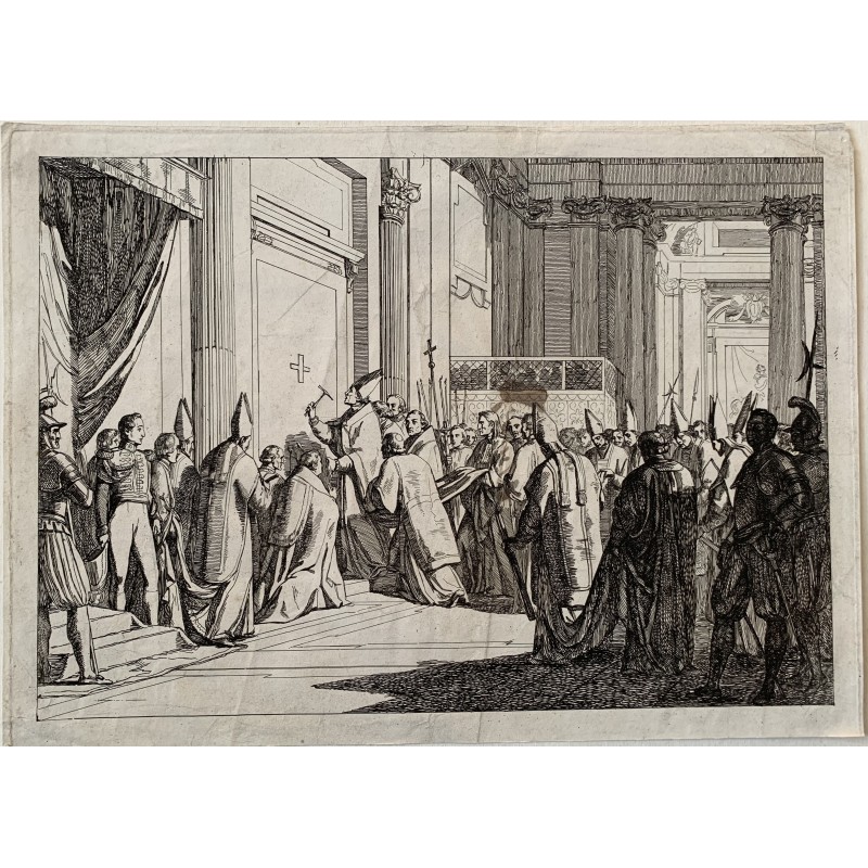 Ouverture de la Porte Sainte par le Pape, Jubilé - Gravure ancienne