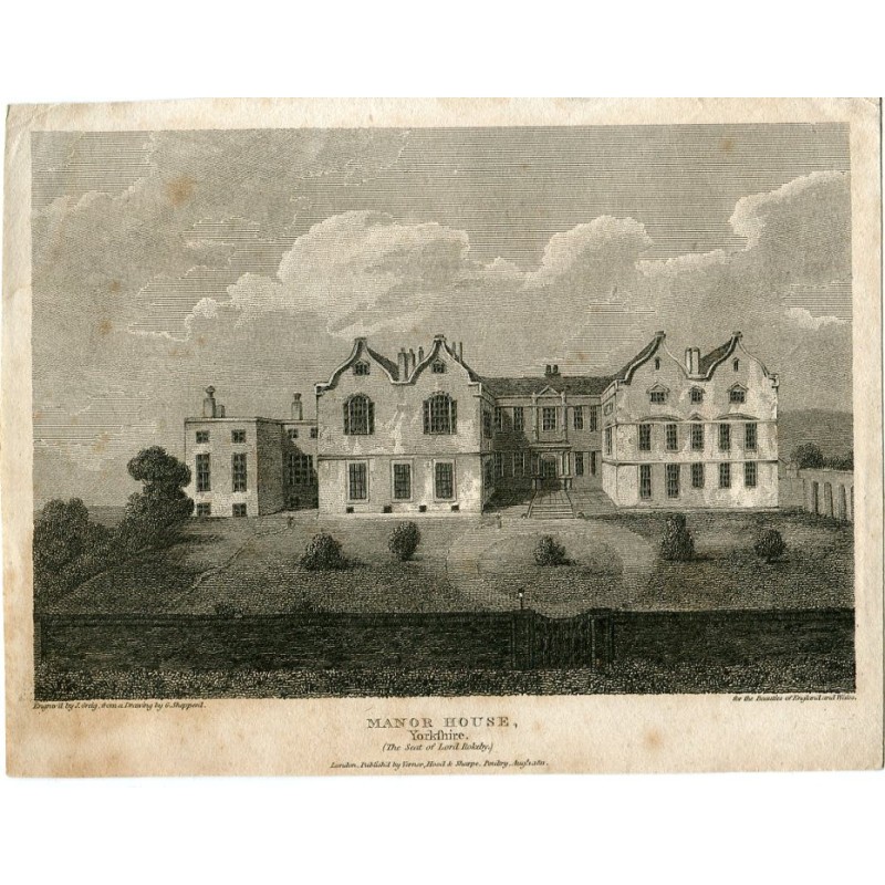Manor House Yorkshire incisa da J. Greig da un disegno di G. Shepperd pubblicato nel 1812