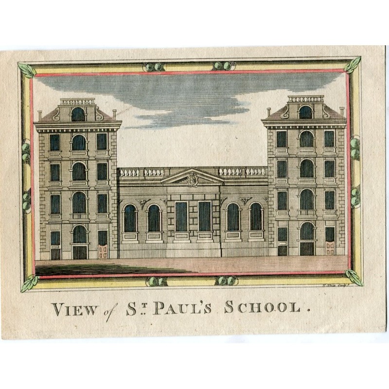 View of St. Paul's School grabado po T. White en 1770