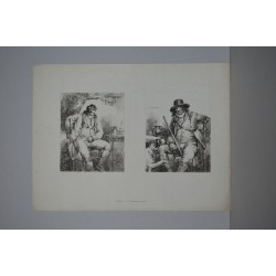 Deux portraits du cahier de dessin. d'après l'uvre de George Morland (1801)