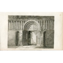 Portale occidentale della Cattedrale di Rochester, inciso da R. Roffe da un disegno di F. Mackenzie