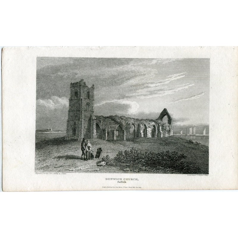 Dunwich Church in Suffolk engraved by Barrenger from a drawing by J.P. Neale