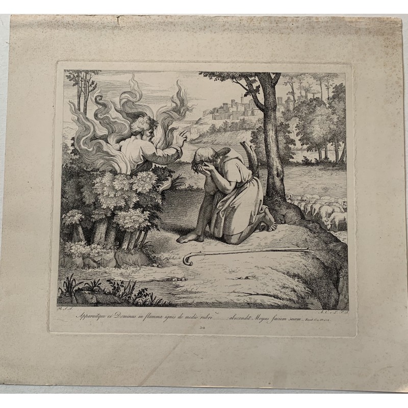 Moses covers his face in the presence of God in the burning bush