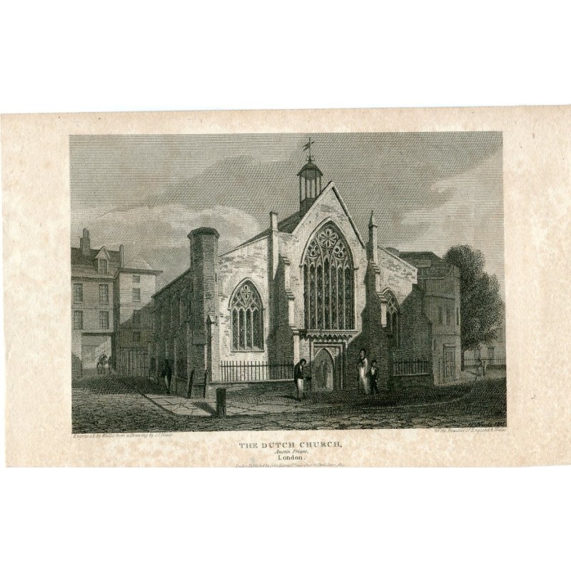 Die niederländische Kirche, 1815 von Wallis nach einer Zeichnung von JP Neale gestochen