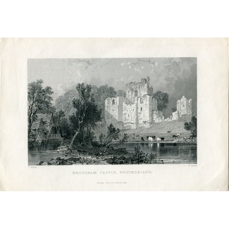 Castello di Brougham, Westmorland, inciso da S. Lacey da un disegno di T. Allom