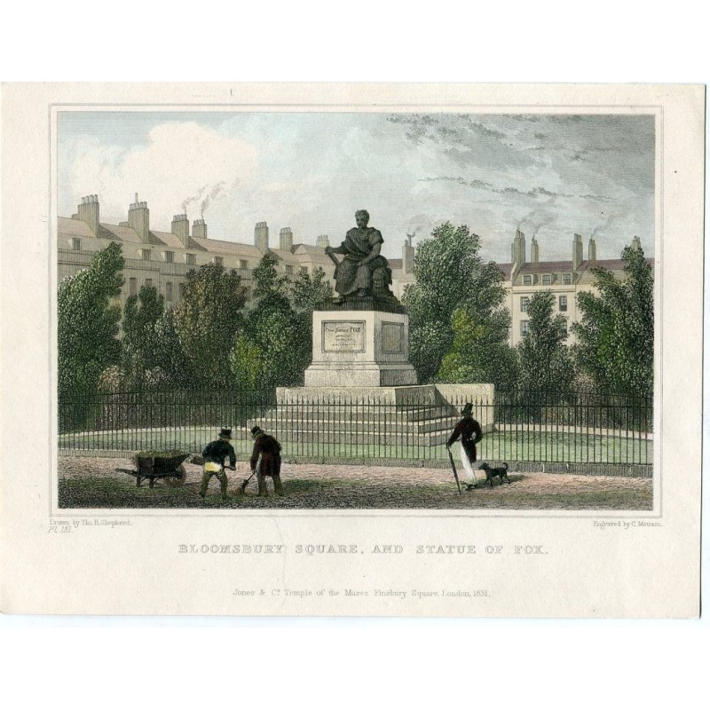 Bloomsbury Square and Statue of Fox engraved by C. Motram