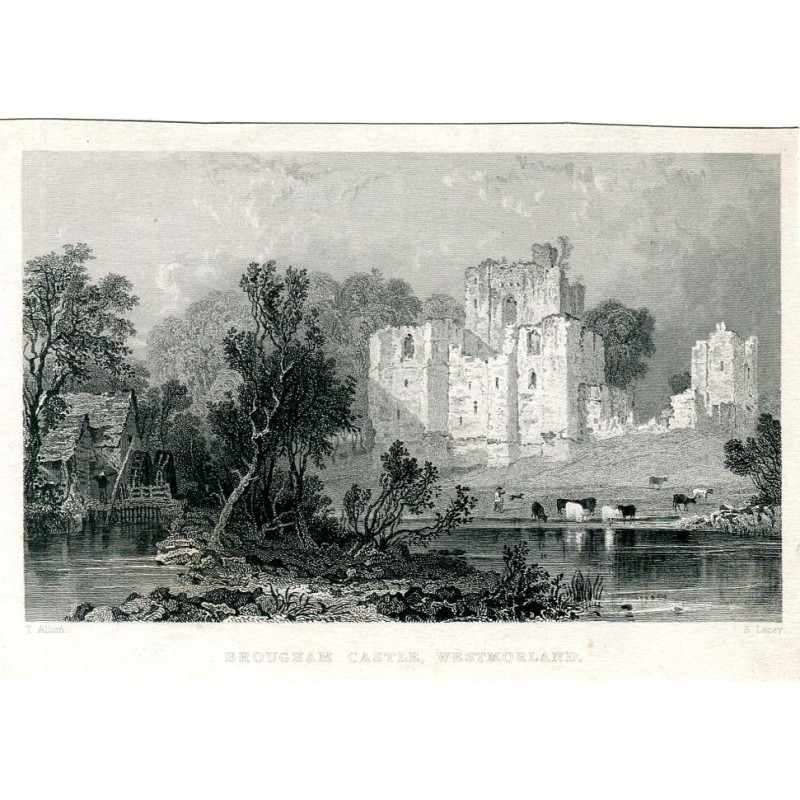 Brougham Castle Westmorland, gestochen von S. Lacey nach einer Zeichnung von T. Allom