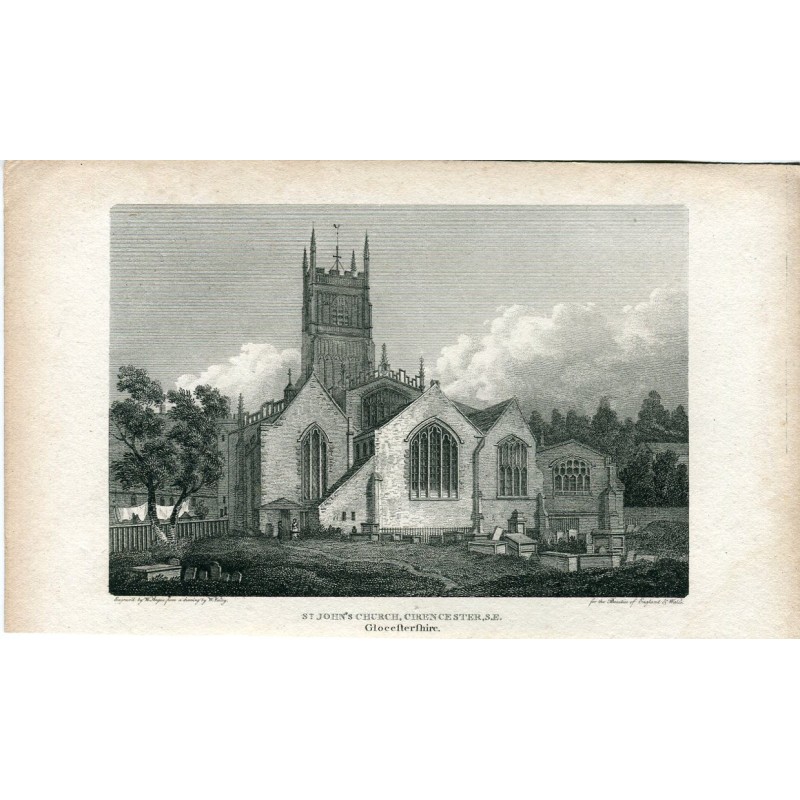 Chiesa di San Giovanni a Cirecester SE incisa da W. Angus da un disegno di W. Varley