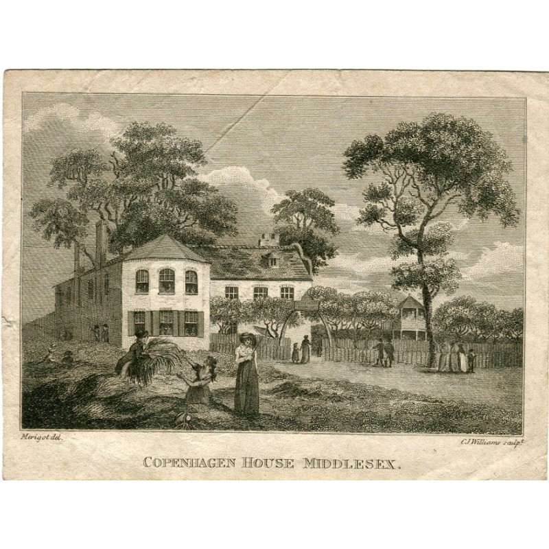 Copenhagen House Middlesex engraving by CJ Williams from a drawing by Merigot