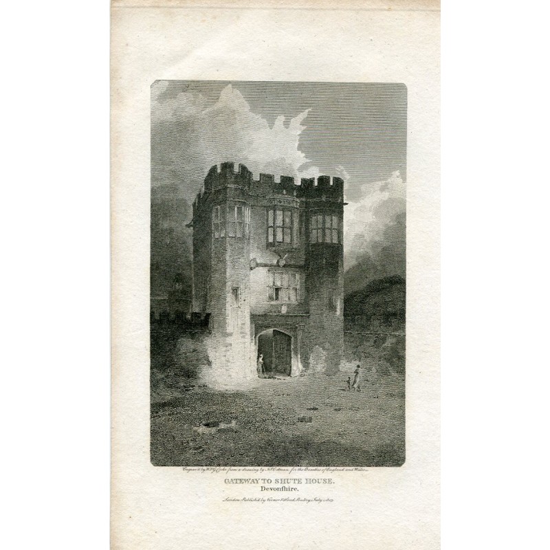 Porta di accesso a Shute House incisa da WG Cooke da un disegno di JS Cotman