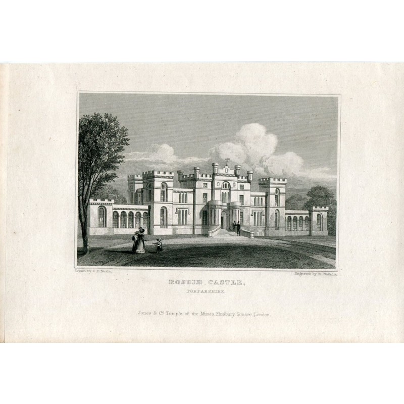 Rossie Castle, gestochen von W. Watkins. Gezeichnet von JP Neale.