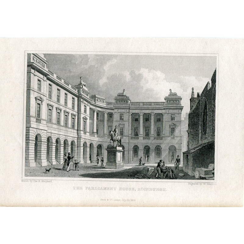 Parliament House, Edinburgh, engraved by W. Watkins. Drawn by Thomas H. Shepherd.