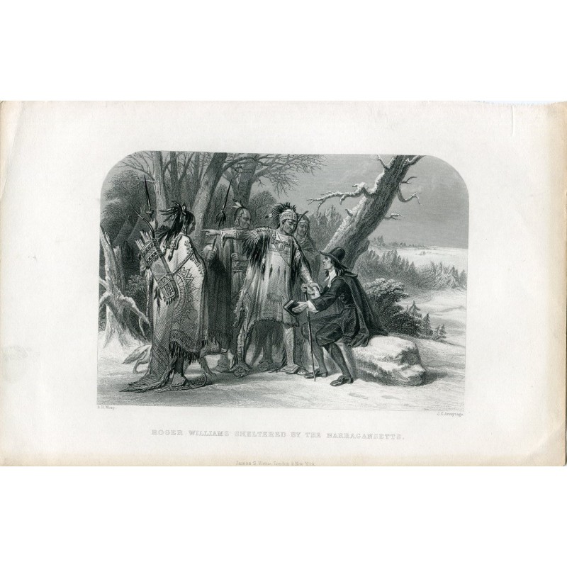 Roger William abrité par les Narragansetts (vers 1861).