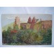 Paysage avec château Aquarelle anglaise XIX-XX siècle