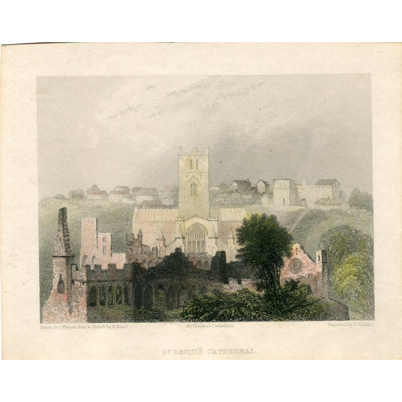 Cathédrale Saint-David gravée en 1836 par B. Winkles