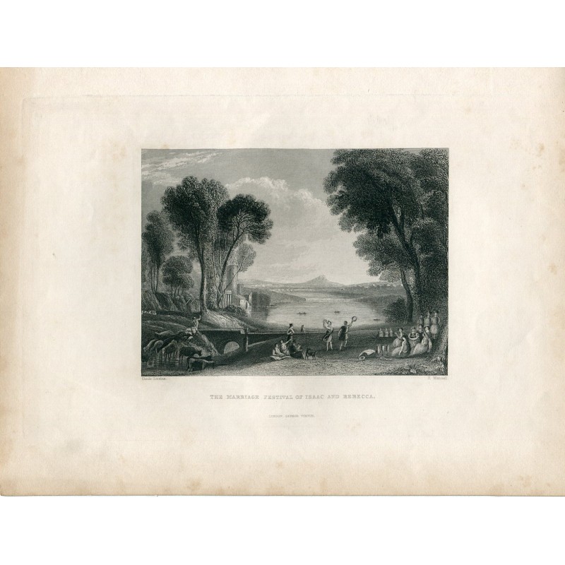 La fête du mariage d'Isaac et Rebecca gravée par E. Masell d'après une œuvre de Lorrain