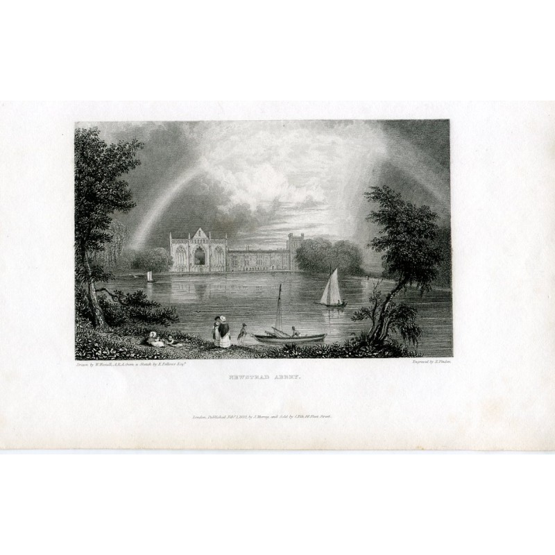 Newstead Abbey, engraved by E. Finden. Drawn by W. Westall.