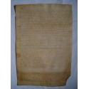 Documento notarial del siglo XV-XVI sobre pergamino