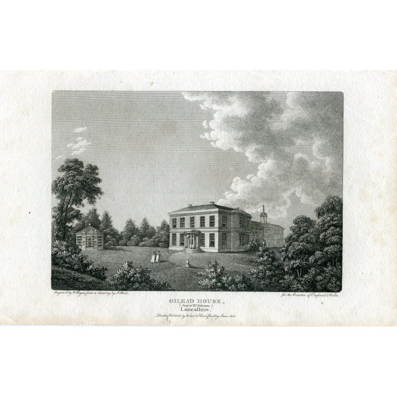 Gilead House, Lancashire, grabado por W. Angus de una obra de J. Bird