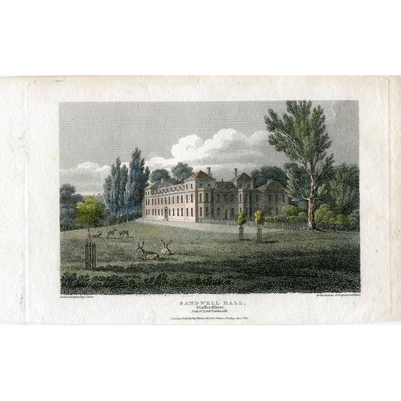 Sandwell Hall, Staffordshire, gezeichnet und gestochen von J. Storer