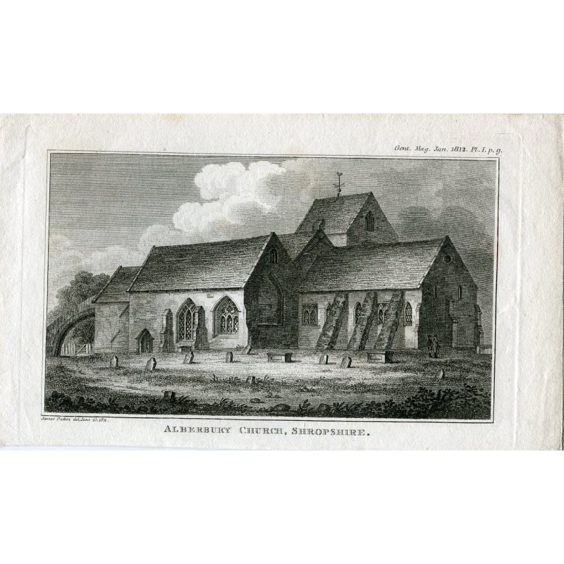 Chiesa di Alberbury, Shroshire. Incisione di R. Roffe. Disegnata da James Parker.