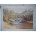 Watercolor Landscape by Nora Bourne. Dated 1964.