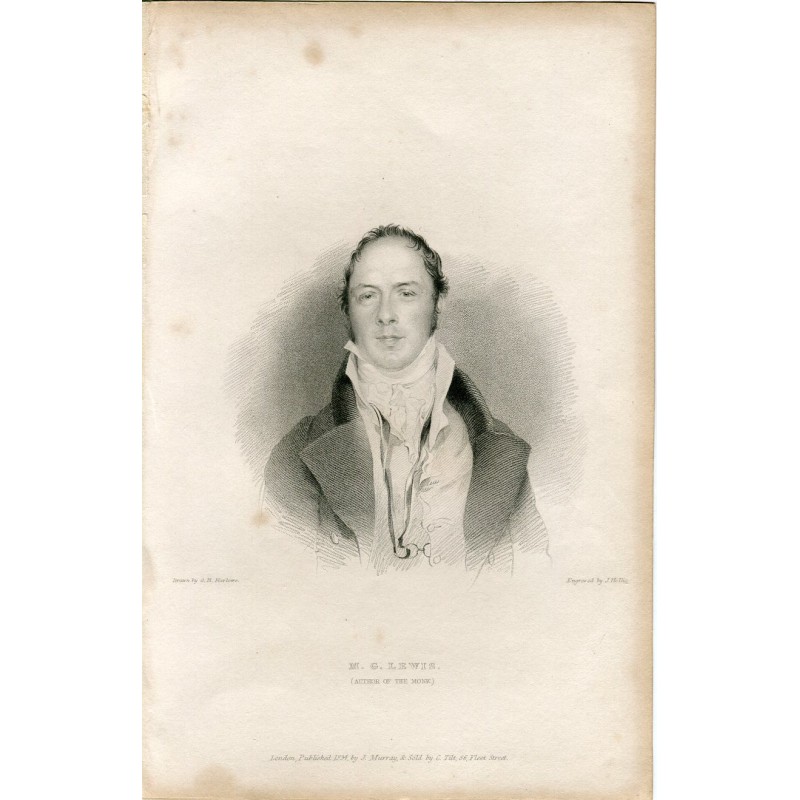 MG Lewis, gestochen von J. Hollis nach einer Zeichnung von GH Hollis
