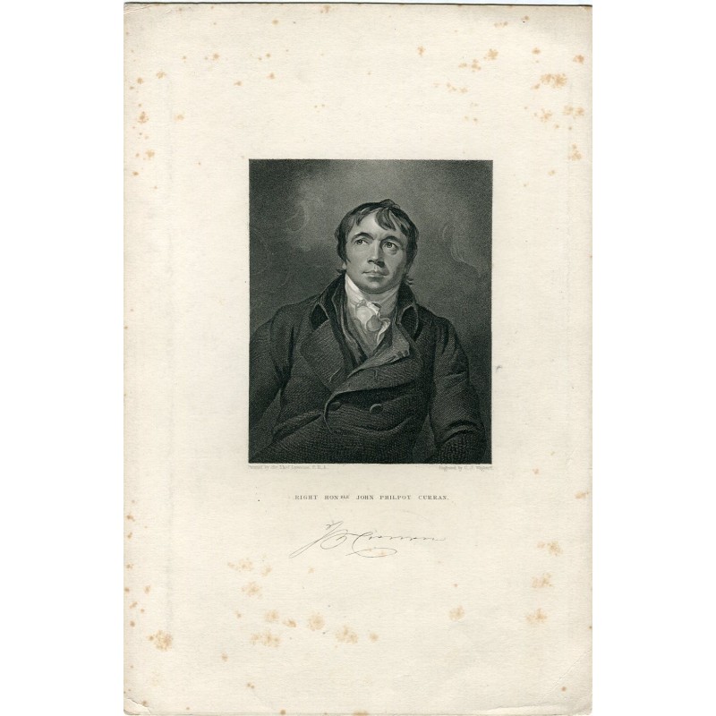 Le très honorable John Philpot Curran, gravé par CJ Wagstaff d'après un dessin de Sir Thomas Lawrence.