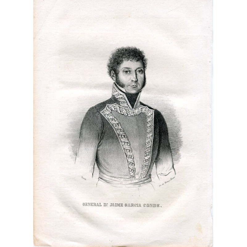 Général Jaime Garcia Conde, lithographie de Perez y Donon