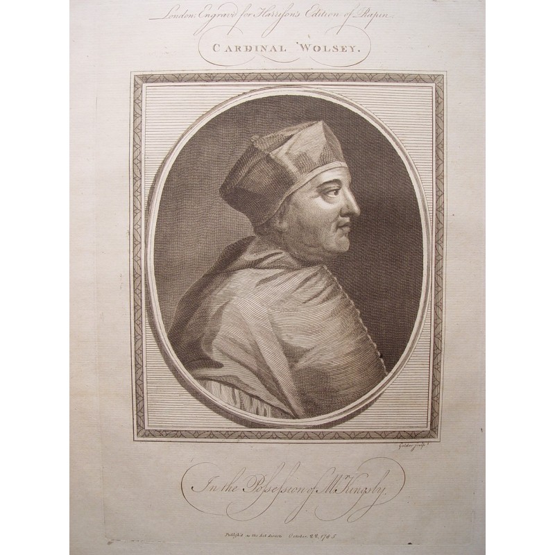 Cardinale Wolsey. Incisione di John Goldar (Oxford, 1729 - Londra, 1795).