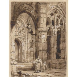 Portique de cathédrale aquarelle anglaise