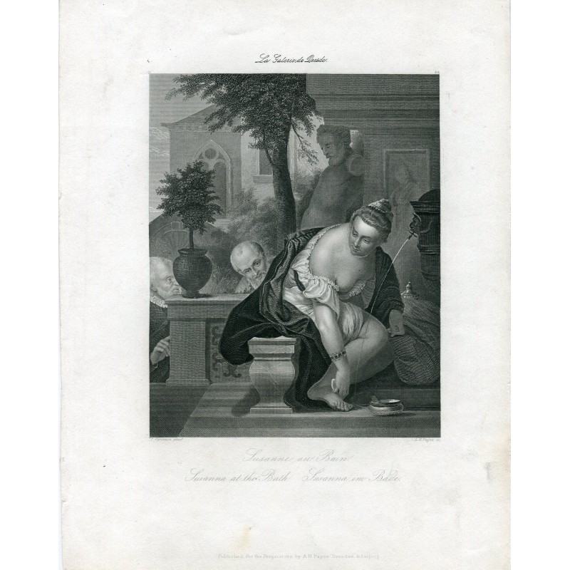 Susanne au Bain grabado por A.H.Payne de una obra de P. Veronese