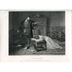 Der Abschied. Antiker Stahlstich, 1876.