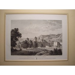 Spain. Catalonia. Tarragona. «General view of the Poblet Monastery» Alexandre Laborde 1810-11)