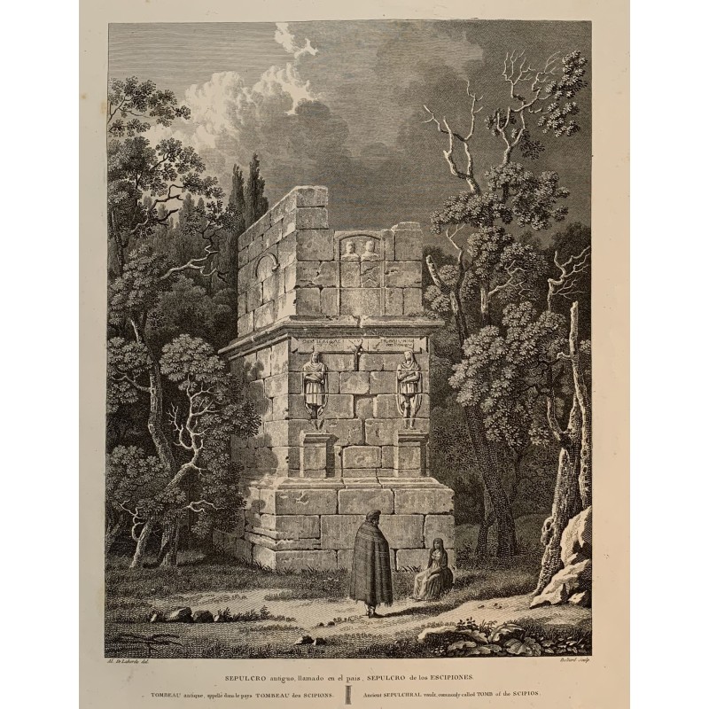 Scipio Tower, Tarragona - Alexandre Laborde - Antique print 1810.