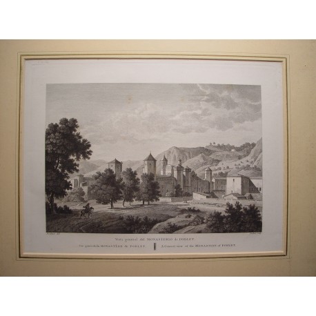 España. Cataluña. Tarragona. «Vista general del Monasterio del Poblet» Alexandre Laborde 1810-11)