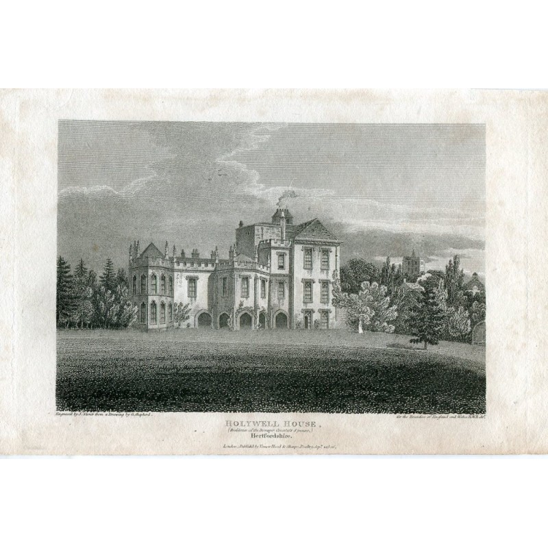 Holywell House gravée par J. Storer d'après une œuvre de G. Shepherd